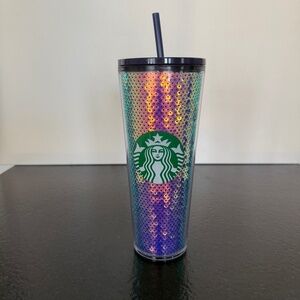 Starbucks Purple Dark Sequins Holiday 2020 Cold Cup 24oz Tumbler Excellent